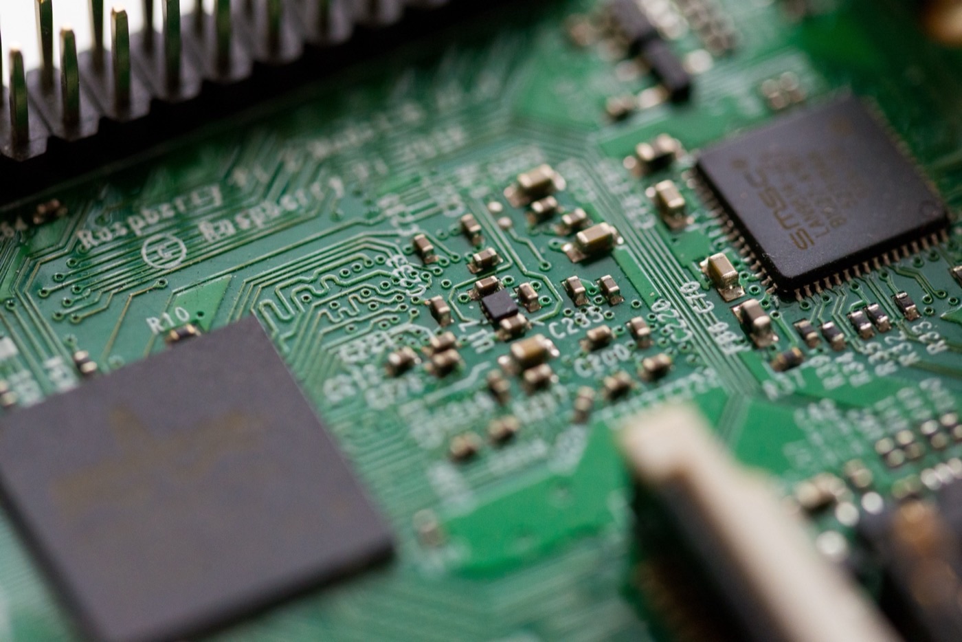 Circuit board macro closeup